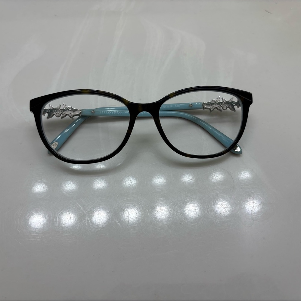 Tiffany & Co. Women's Glasses with Tortoise and Light Blue Frame